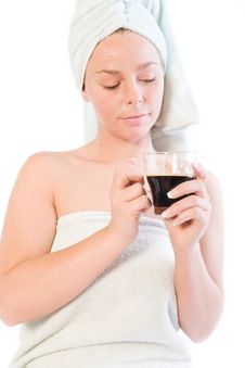 Portrait Of Girl And Coffee Royalty Free Stock Photography Portrait Of Girl And Coffee Royalty Free Stock Photography