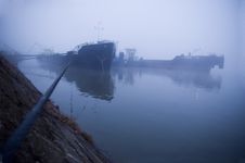 Ship In The Fog Royalty Free Stock Photo