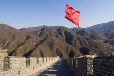 Greeat Wall With Red Flag Royalty Free Stock Image