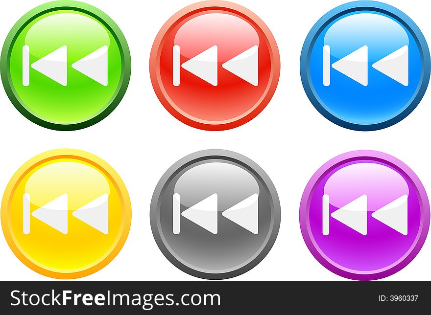 6 high-detailed buttons. Previous.  Vector illustration. 6 high-detailed buttons. Previous.  Vector illustration.