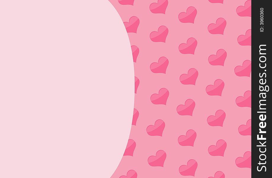 Background with hearts of pink color for a congratulatory card