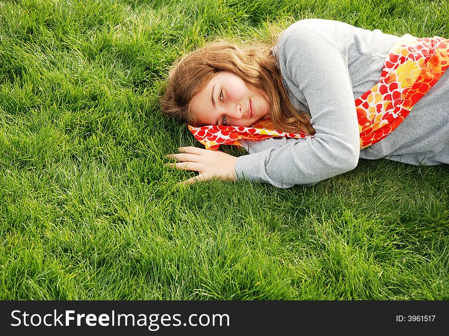 Young girl is enjoying herself at outdoor location