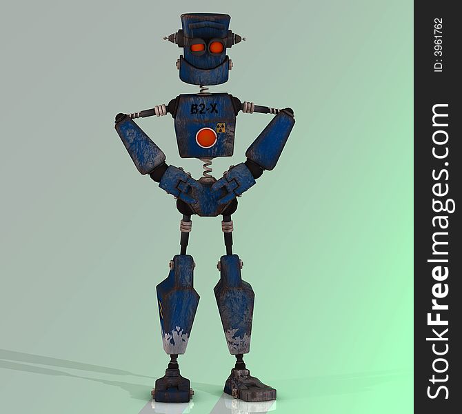 Futuristic cartoon roboter making funny moves Image contains a Clipping Path. Futuristic cartoon roboter making funny moves Image contains a Clipping Path