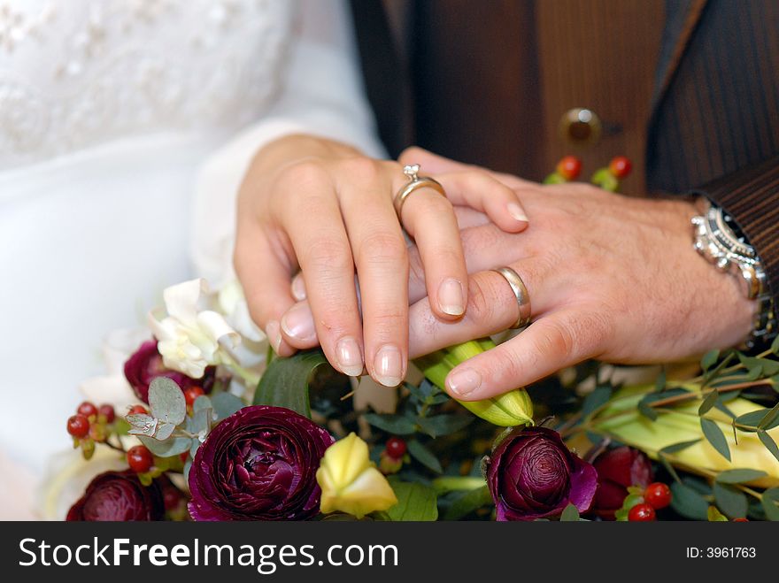 The hands of a newlyweds