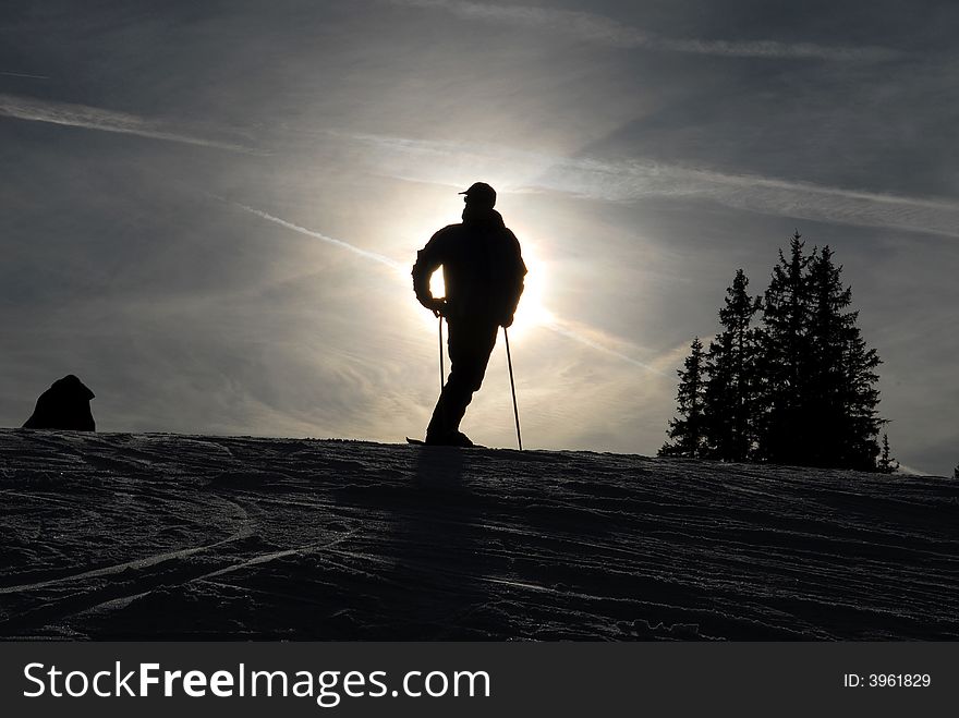 A skier on the slope. A skier on the slope