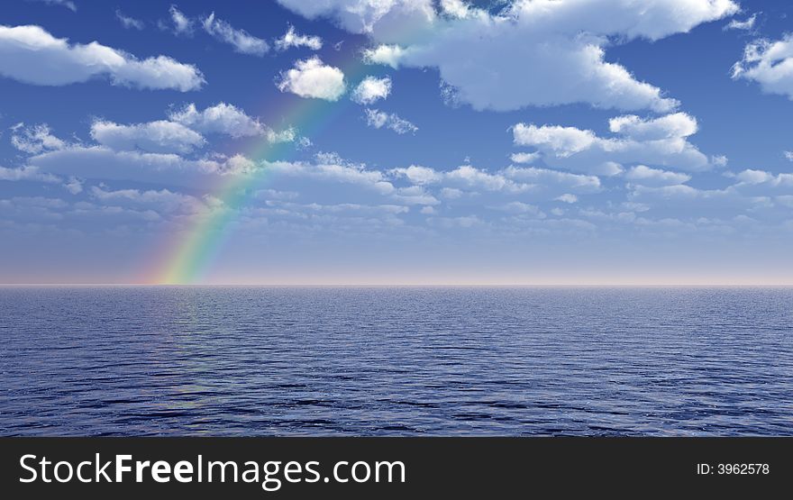 Wonderful rainbow over the sea