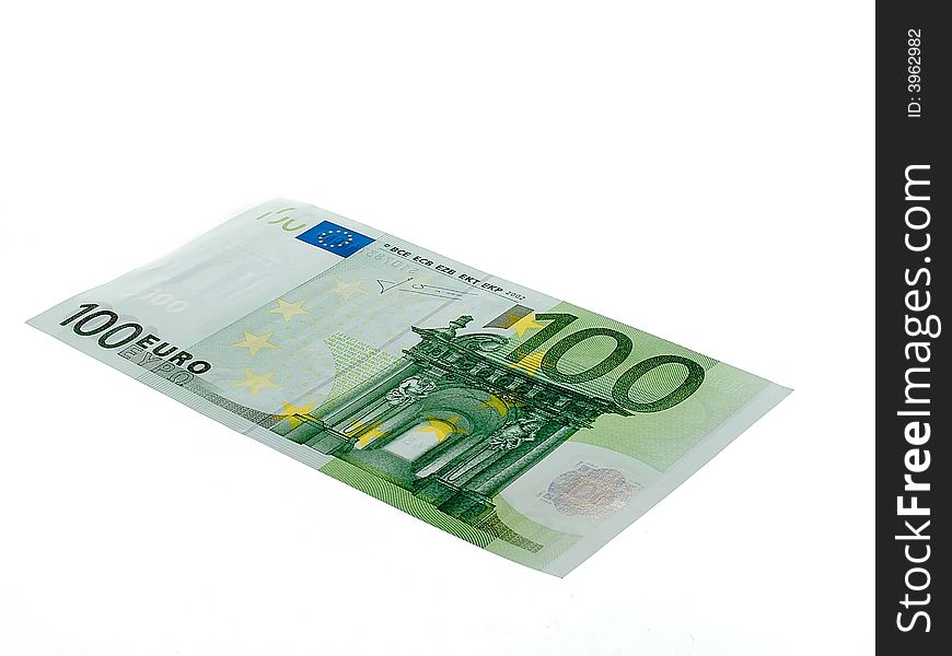 Banknote of euro on a white background. Banknote of euro on a white background