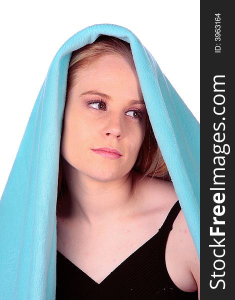 Model with a far off expression on her face. Model with a far off expression on her face