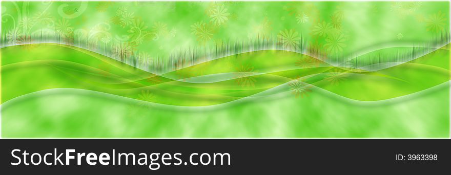 Green background with many flowers. Green background with many flowers