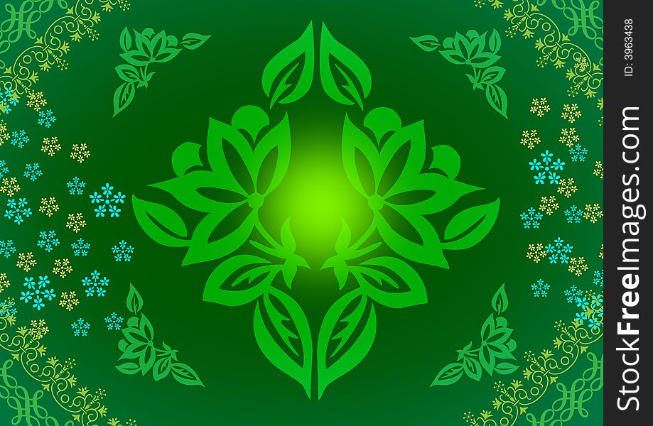 Vector illustration rangoli backgrounds with green colour background