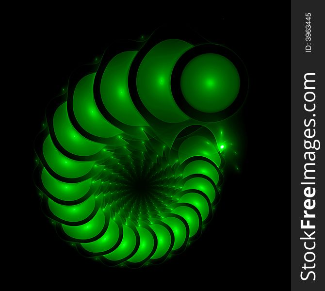 Abstract fractal image resembling a spiraling worm. Abstract fractal image resembling a spiraling worm