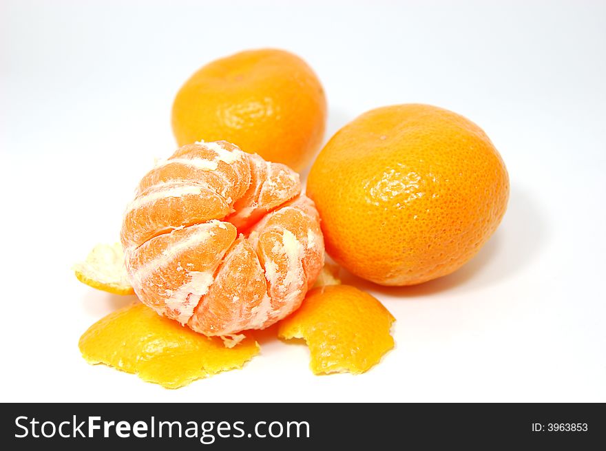 Some peeled tangerines