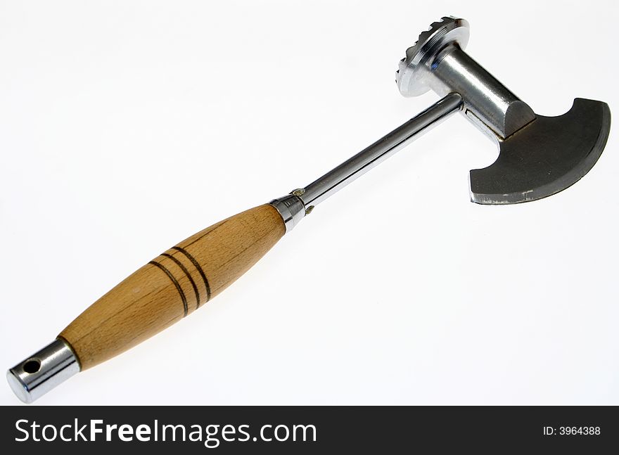 Steel meat hammer isolated on white background. Steel meat hammer isolated on white background.