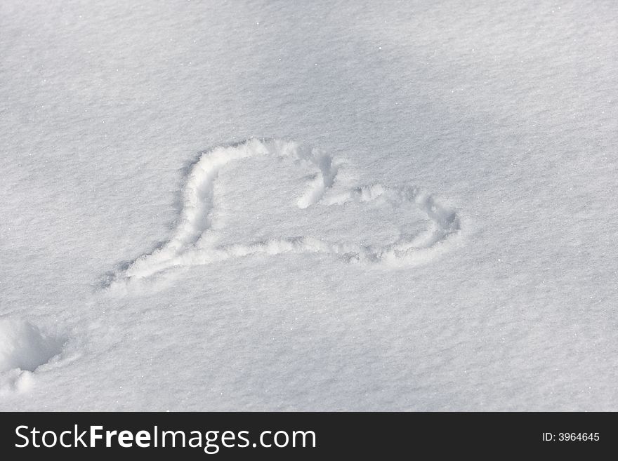 A heart in the snow. A heart in the snow