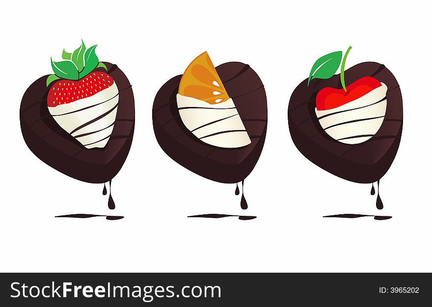 Delicious white chocolate-covered Fruit Icons. Delicious white chocolate-covered Fruit Icons.