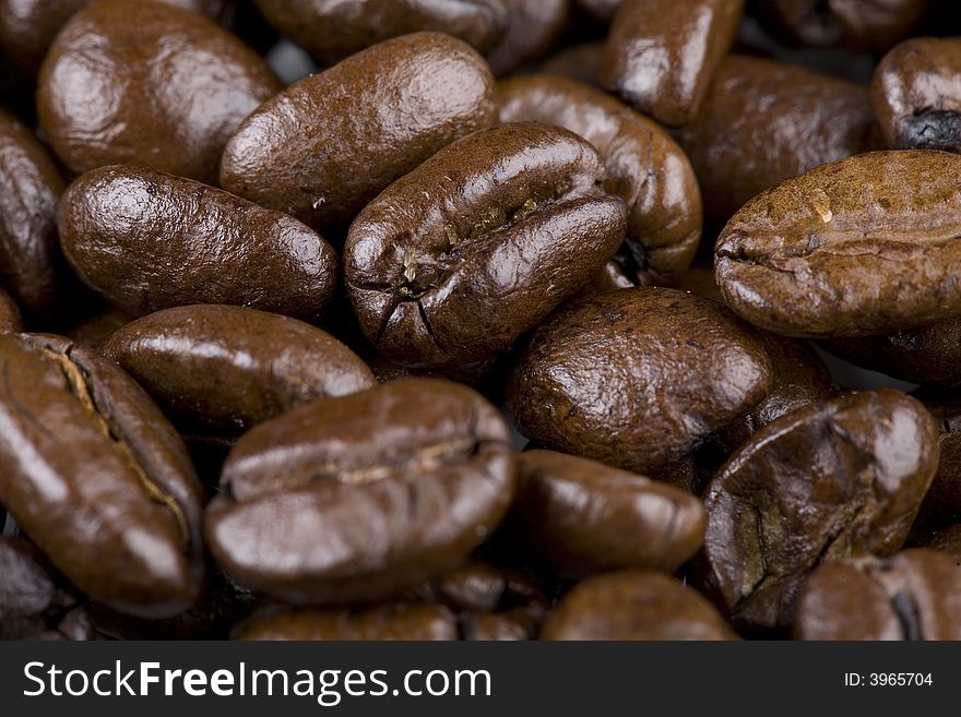 Close-up macro shot of coffee beans