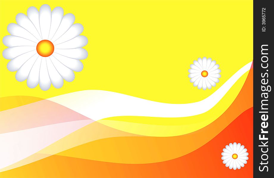 The image of a yellow background with flowers. The image of a yellow background with flowers