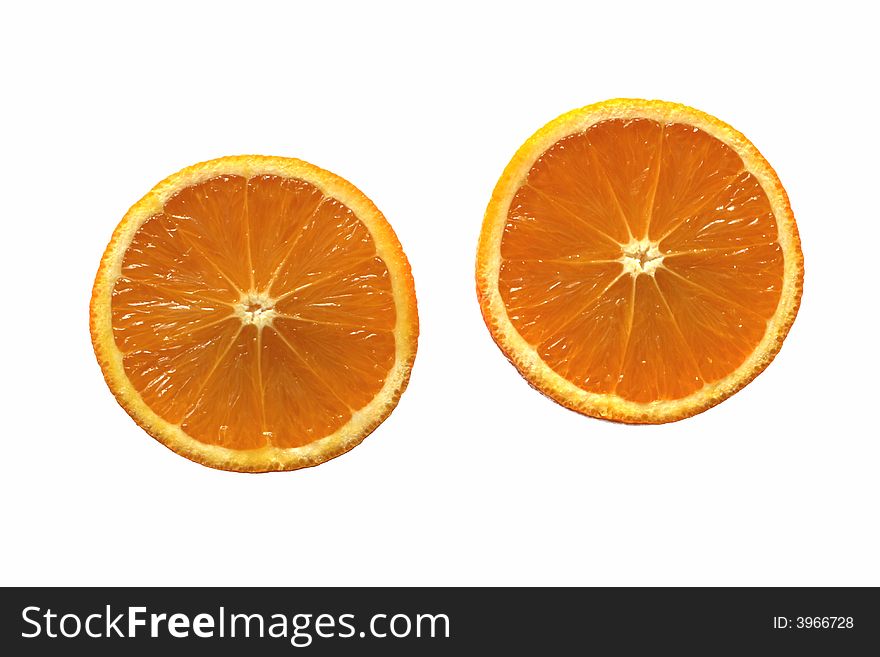 Two healthy orange halves
