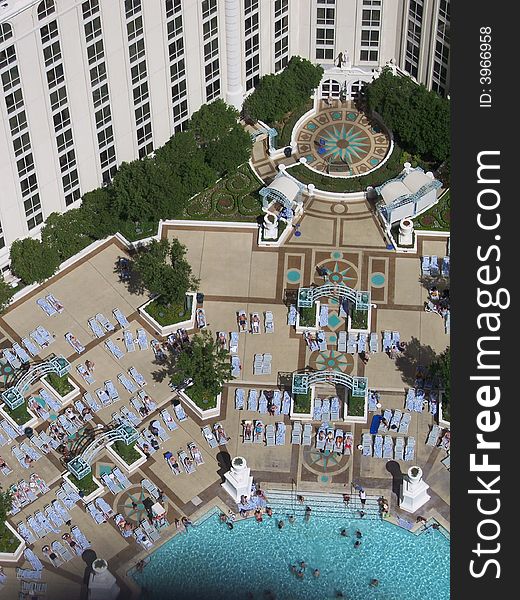 Arial view of hotel pool