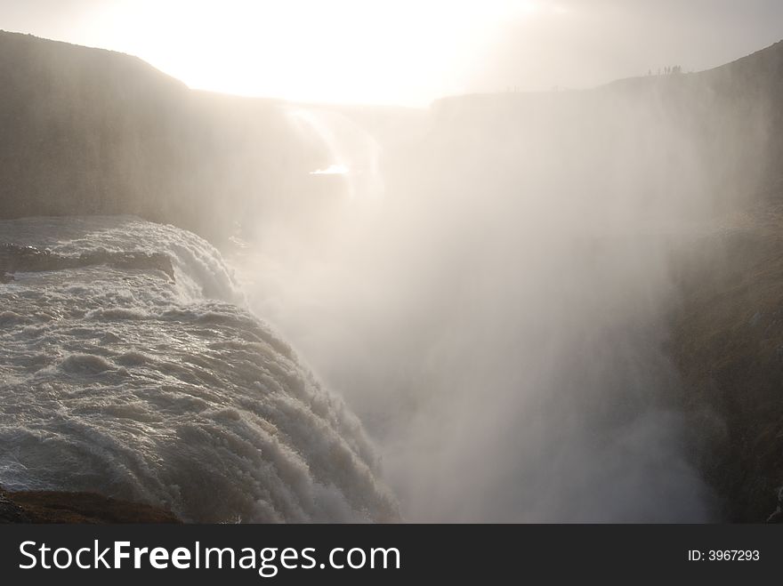 The icelandic Gullfoss Waterfall during a very cold November. The icelandic Gullfoss Waterfall during a very cold November.