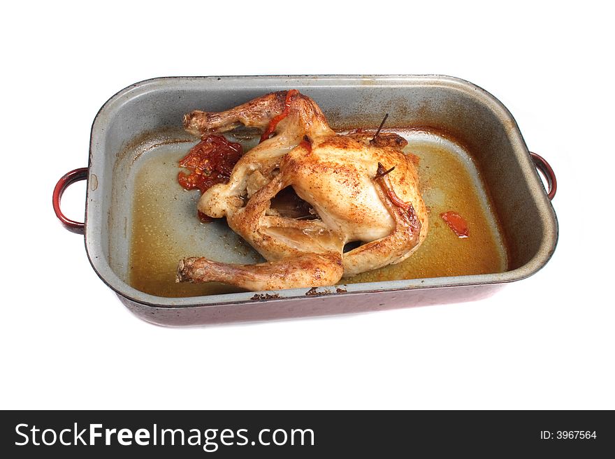 Nice grilled chicken on the white background