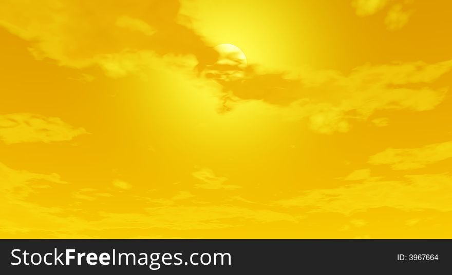 Wonderful sunset cloudscape. 3d illustration