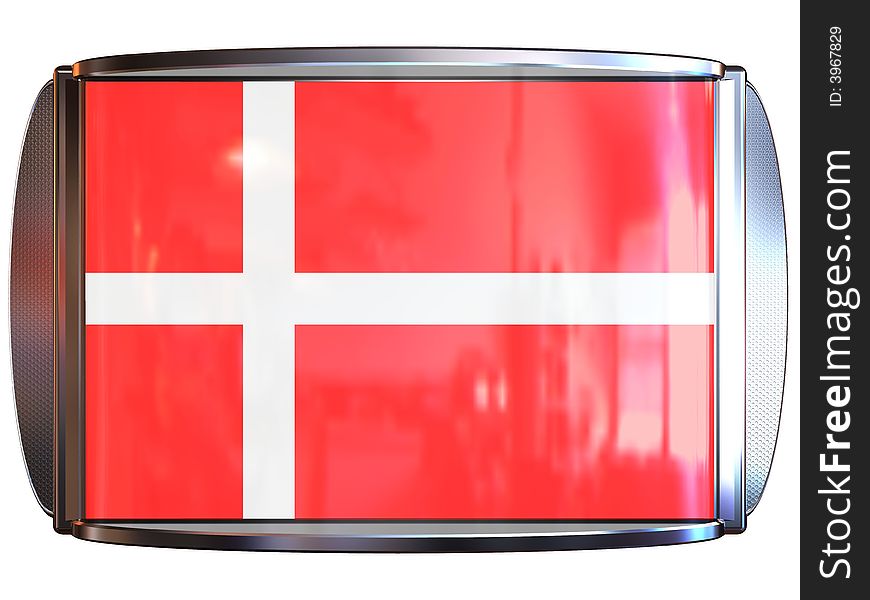 3d scene icon with flag of the Danmark. 3d scene icon with flag of the Danmark
