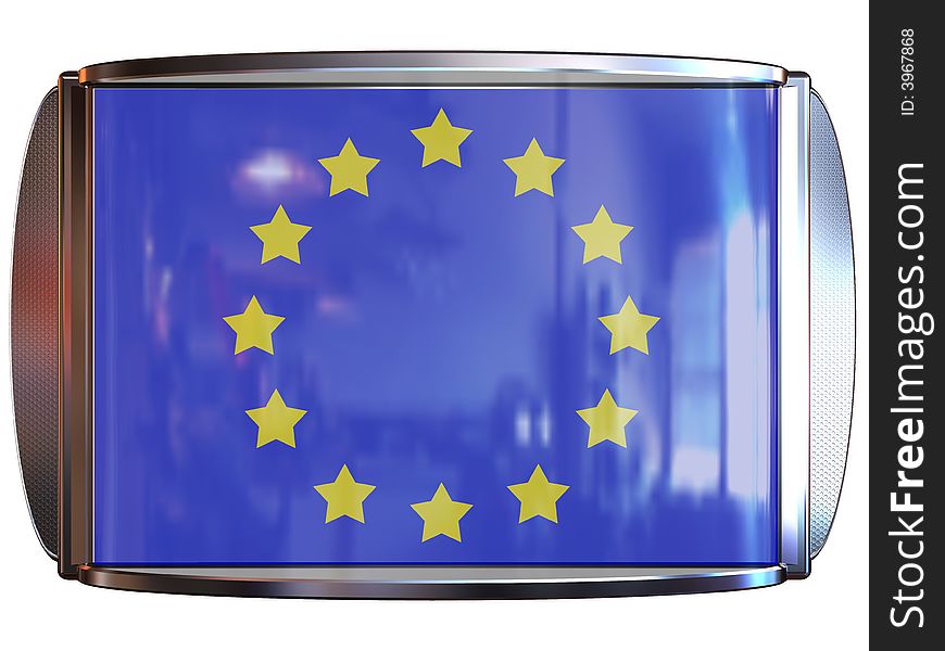 3d scene icon with flag of the European Union. 3d scene icon with flag of the European Union