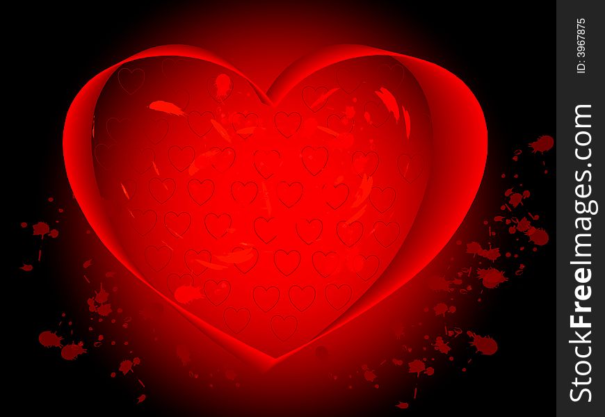 REd heart on the black background. REd heart on the black background