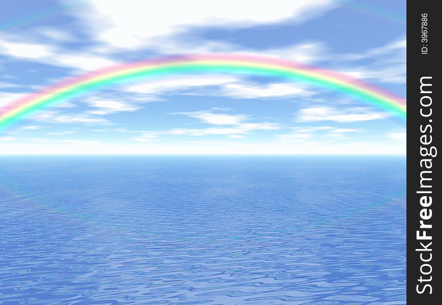 Beautiful rainbow over the sea