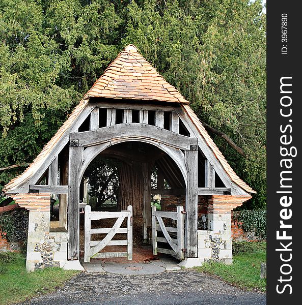 Ancient Lychgate entrance to an English Village Church. Ancient Lychgate entrance to an English Village Church