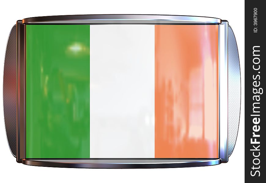 3d scene icon with flag of the Ireland. 3d scene icon with flag of the Ireland