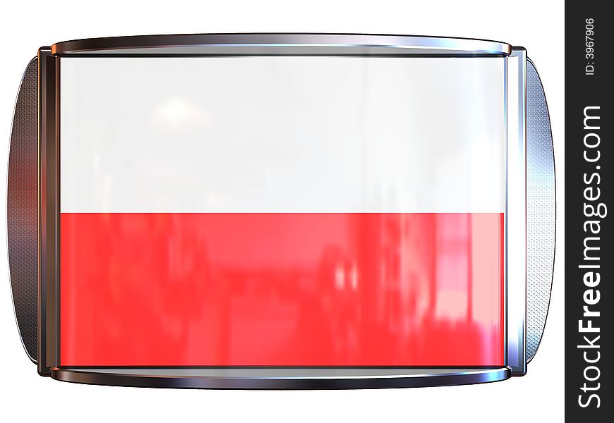 3d scene icon with flag of the Poland. 3d scene icon with flag of the Poland