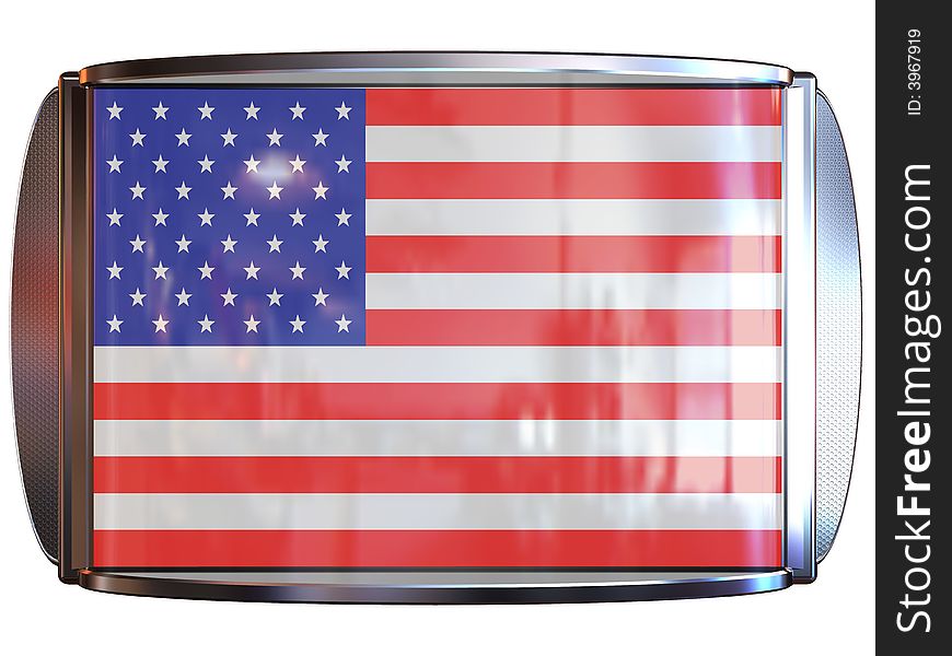 3d scene icon with flag of the USA. 3d scene icon with flag of the USA