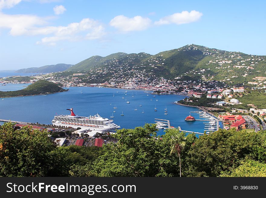 Panoramic View of the harbor on the Island of St.Thomas. US Virgin Islands. Panoramic View of the harbor on the Island of St.Thomas. US Virgin Islands