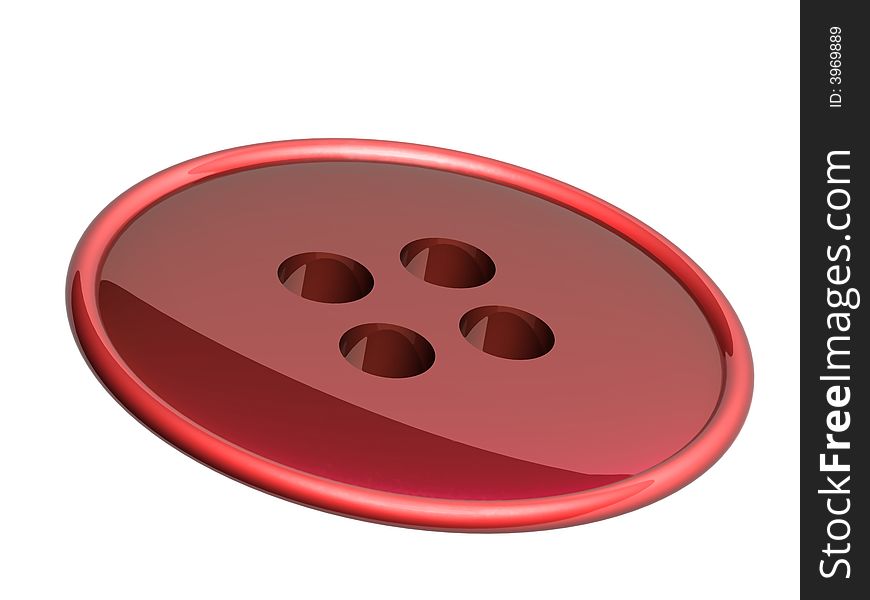 3d red button on a white background