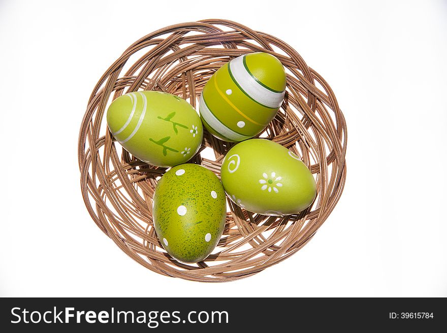 Easter eggs decoration in a basket