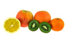 Apple, Orange, Mandarin, Lemon And Kiwi Fruit Royalty Free Stock Image Apple, Orange, Mandarin, Lemon And Kiwi Fruit Royalty Free Stock Image