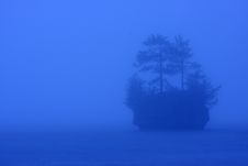 Island In The Fog On Lake Superior Royalty Free Stock Photography