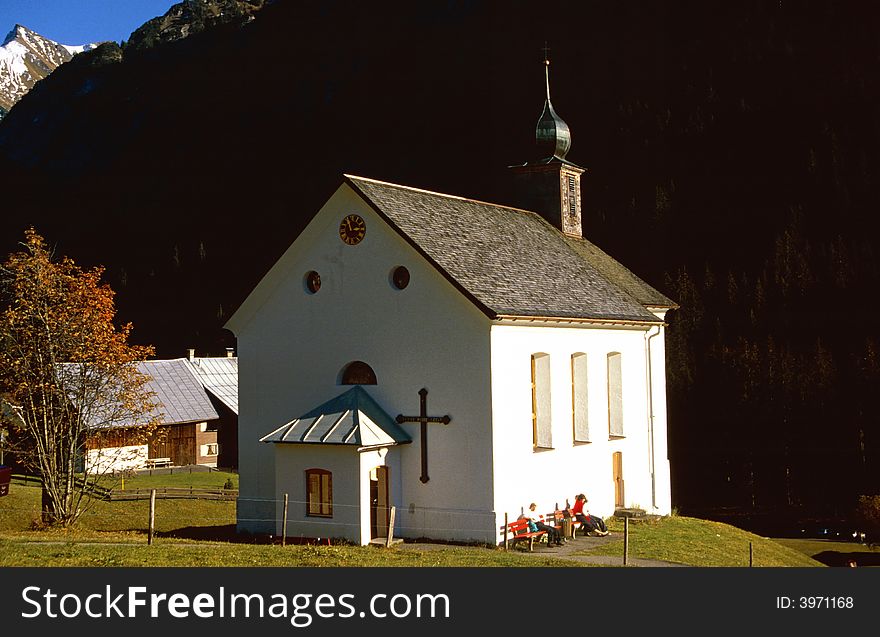 Small chapel in the austrian mountains