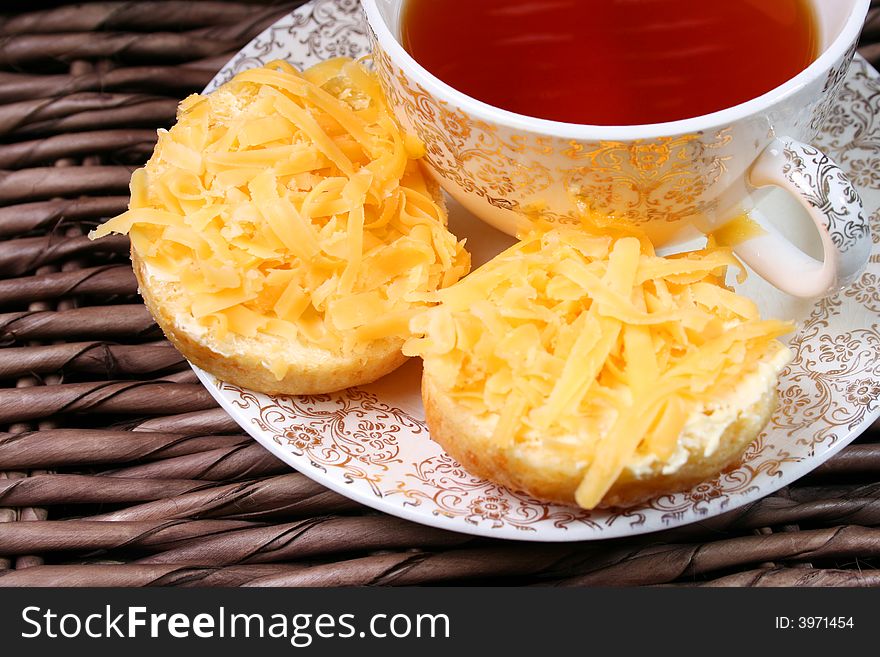 Early Moring Tea with scones and cheese. Early Moring Tea with scones and cheese