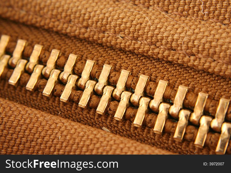 Large gold zipper macro