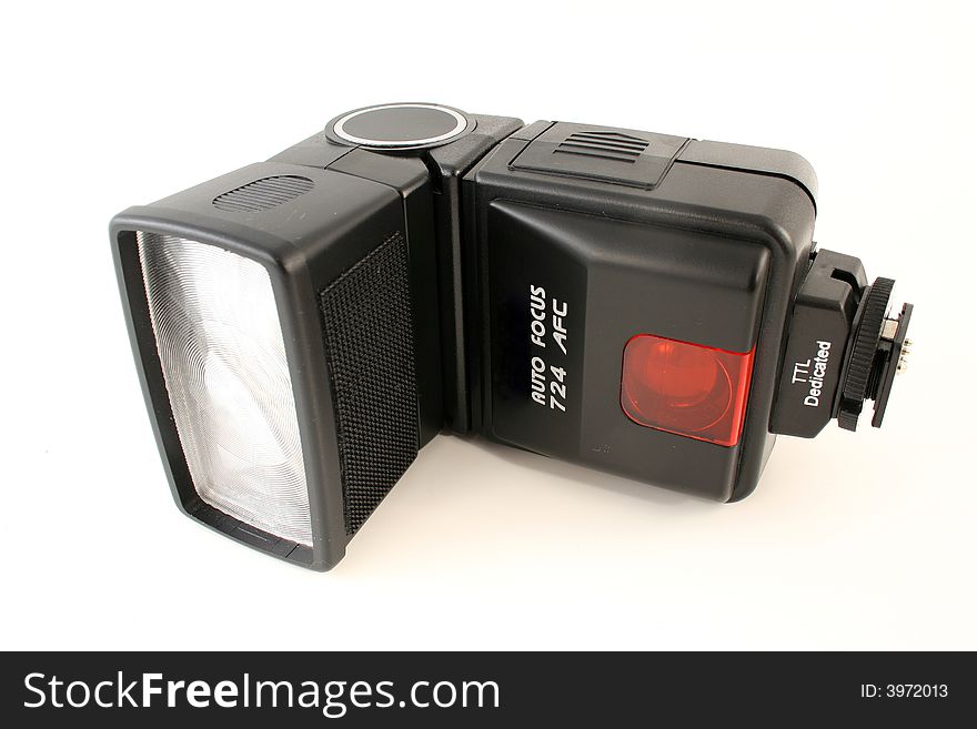 A Isolated digital camera hot shoe flash