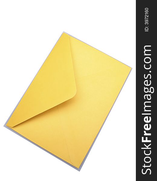 One post envelope on  white background,  close up. One post envelope on  white background,  close up
