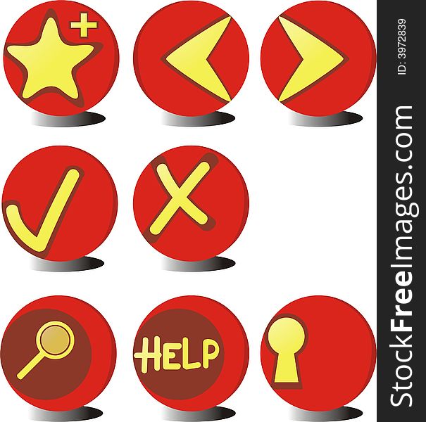 Red buttons for a website or a multimedia presentation. Red buttons for a website or a multimedia presentation.