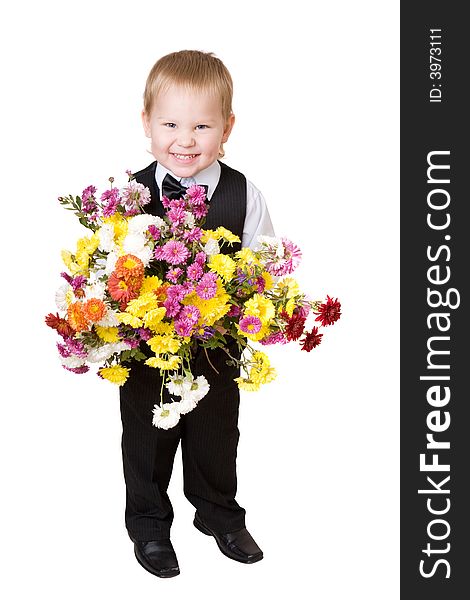 Little boy with pretty bouquet. Little boy with pretty bouquet