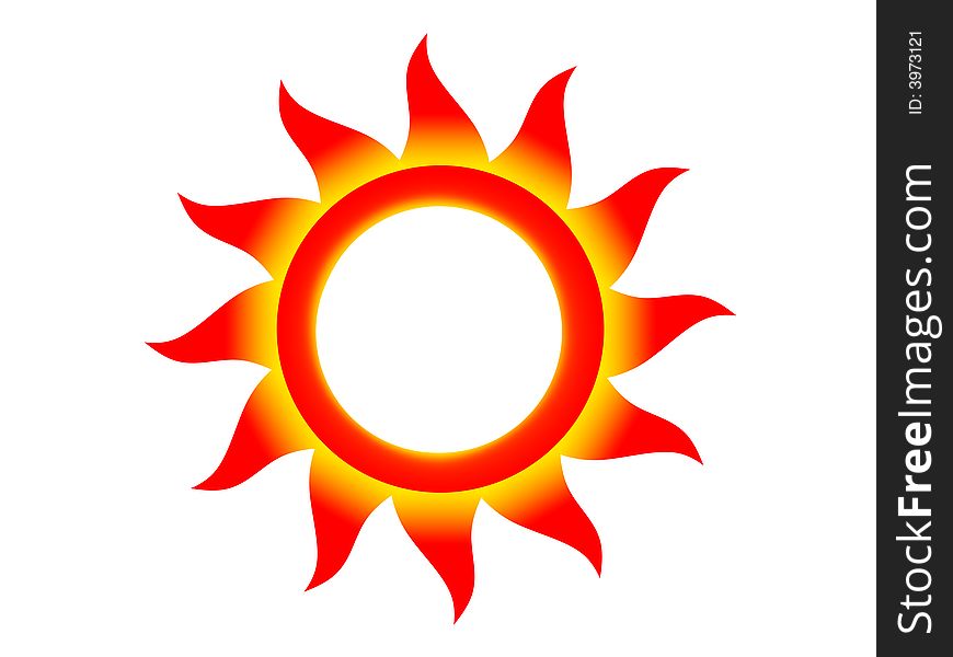 The red-yellow sun on a white background