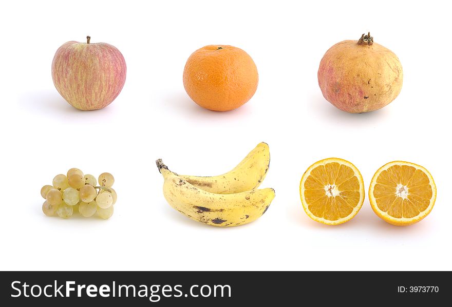 Collection of fresh fruits isolated