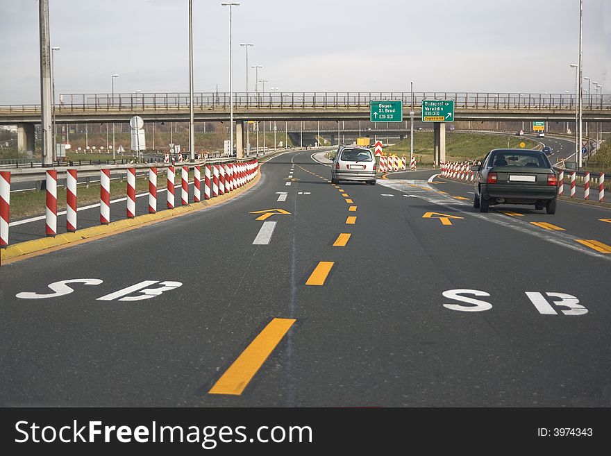 Divided highway with signs of Croatija