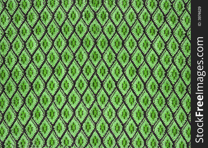 Green fabric material texture with rhombs. Green fabric material texture with rhombs